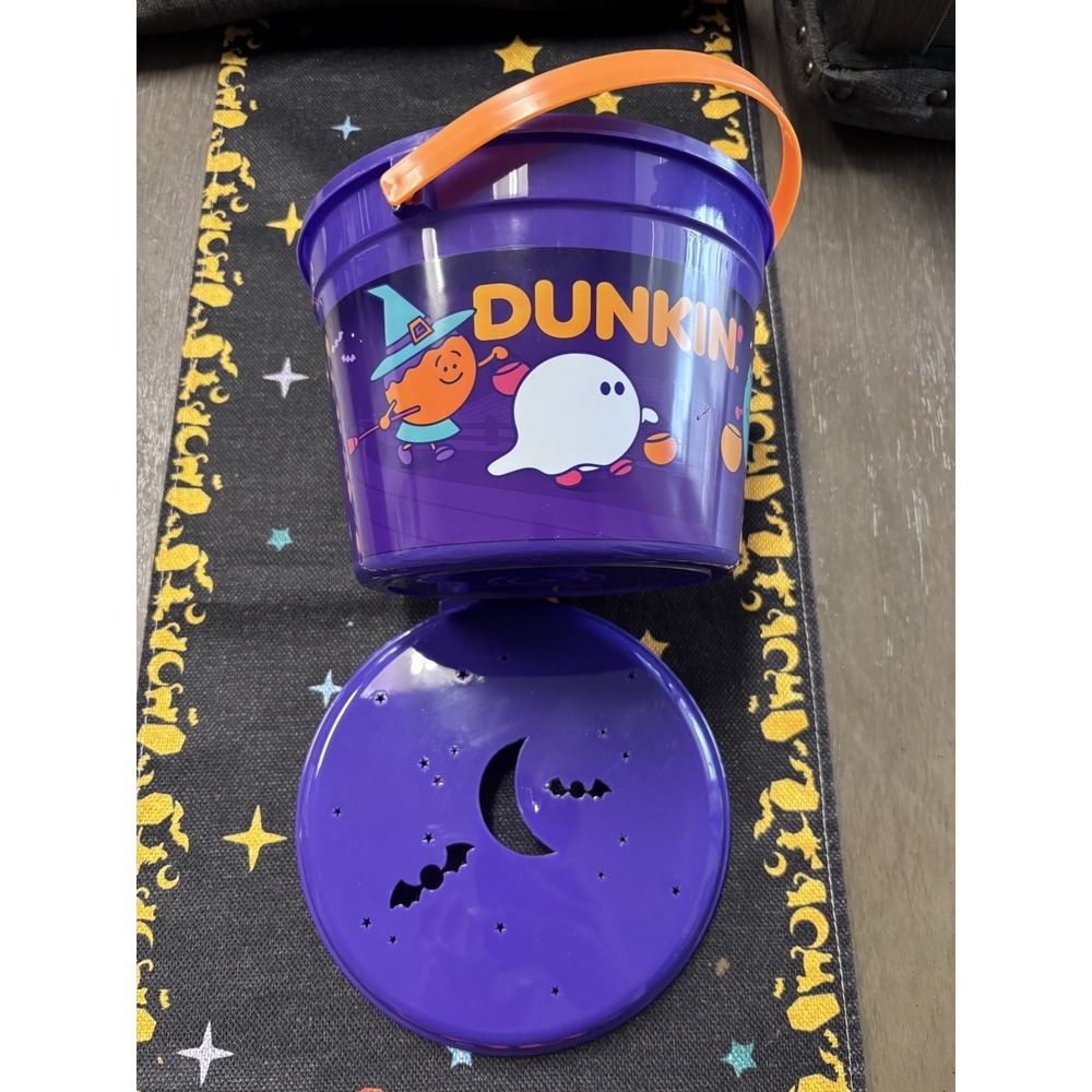 Dunkin Halloween Bucket With Lid/Handle New Purple 2024